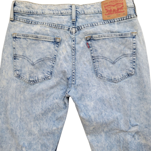 Levi's 514 Stone-Washed Distressed Straight Jeans Size 33/34 Men's - Picture 7 of 11